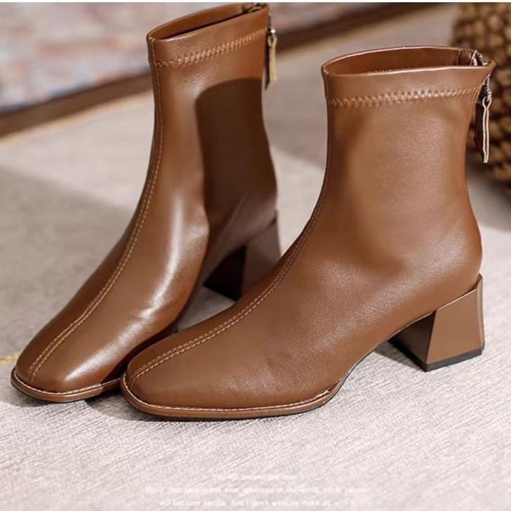 Autumn Winter Short Plush Women Ankle Boots Ladies Concise Thick Heel Short Botas Zapatos De Mujer 2025