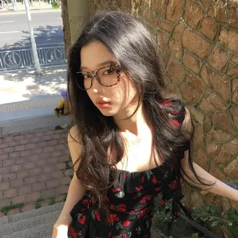 Y2k Leopard Print Bow Glasses Retro Korean Anti Blue Light Eyewear Eye Protection Girl Optical Frame