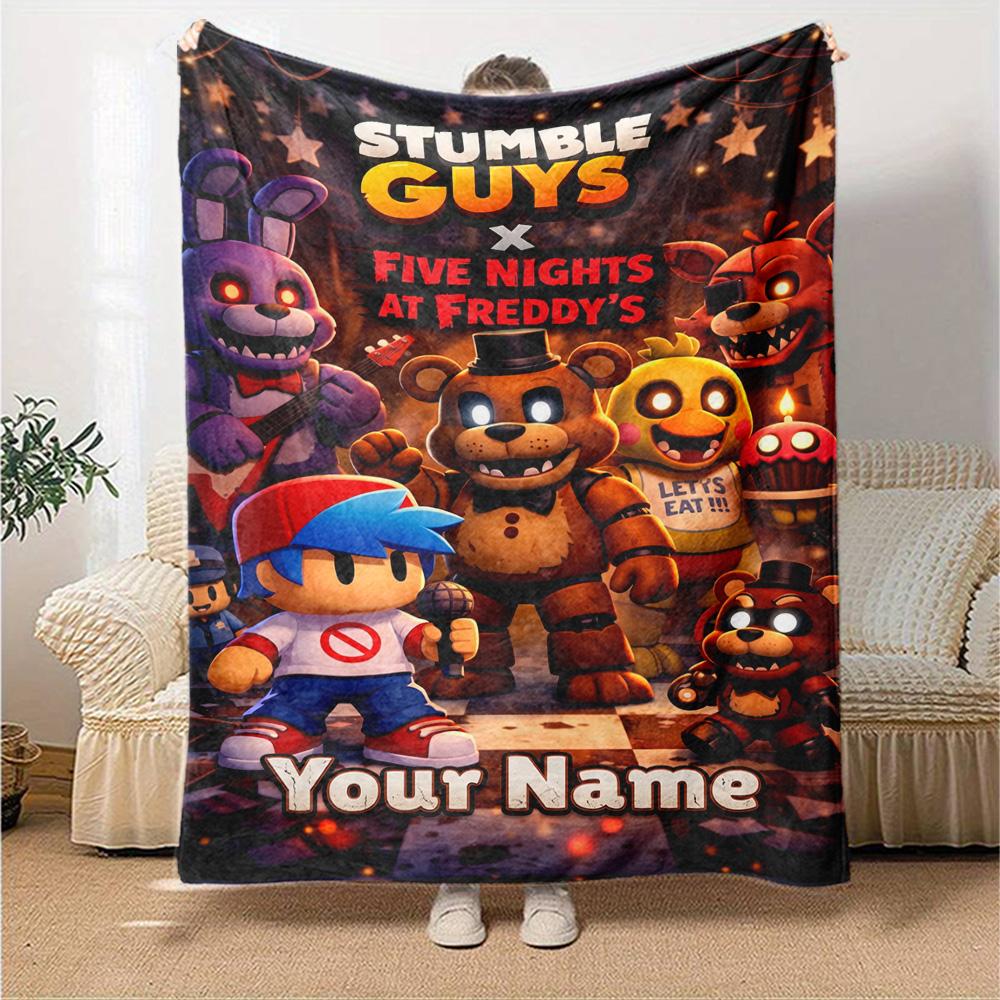 Stumble Guys Personalized Text Blanket Throw Customizable Blanket Durable Comfort Suitable for Seaside Couch Nap Chair for All Occasions