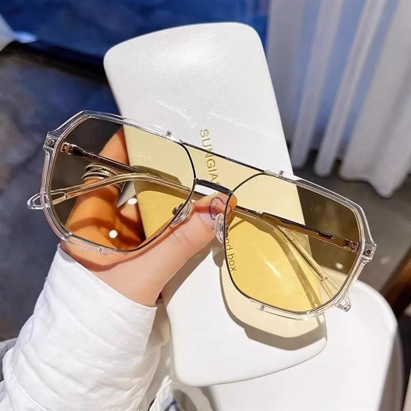 Brown Glasses, Women'S Myopia Sunglasses, With Degree, Large Face, Men'S Driving Photosensitive Color-Changing Anti-Blue Flat Glasses