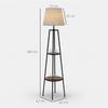 Two-Tier Metal and MDF Floor Lamp with Fabric Shade. 42x166cm. Black and Brown