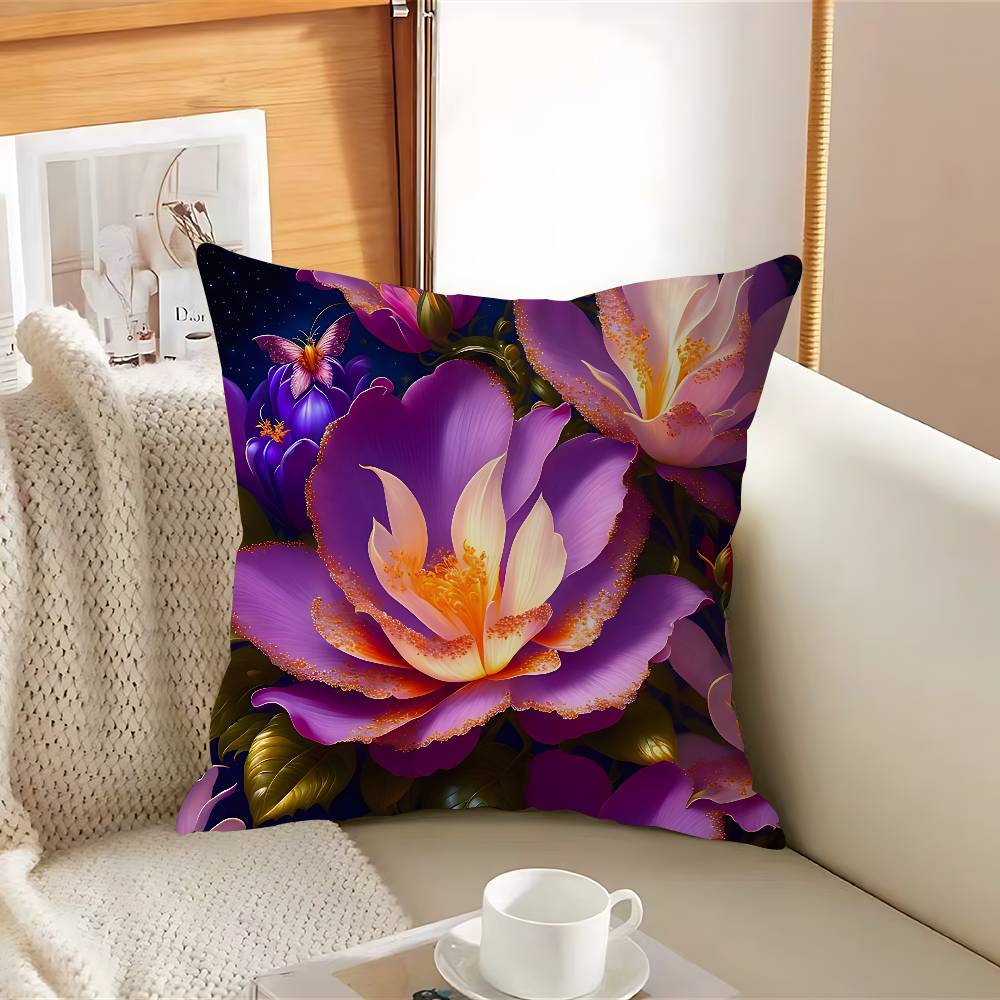 Wunderschöner Blumen Kissenbezug Abnehmbarer Waschbarer Kissenbezug – Ganzjahresweichleinen