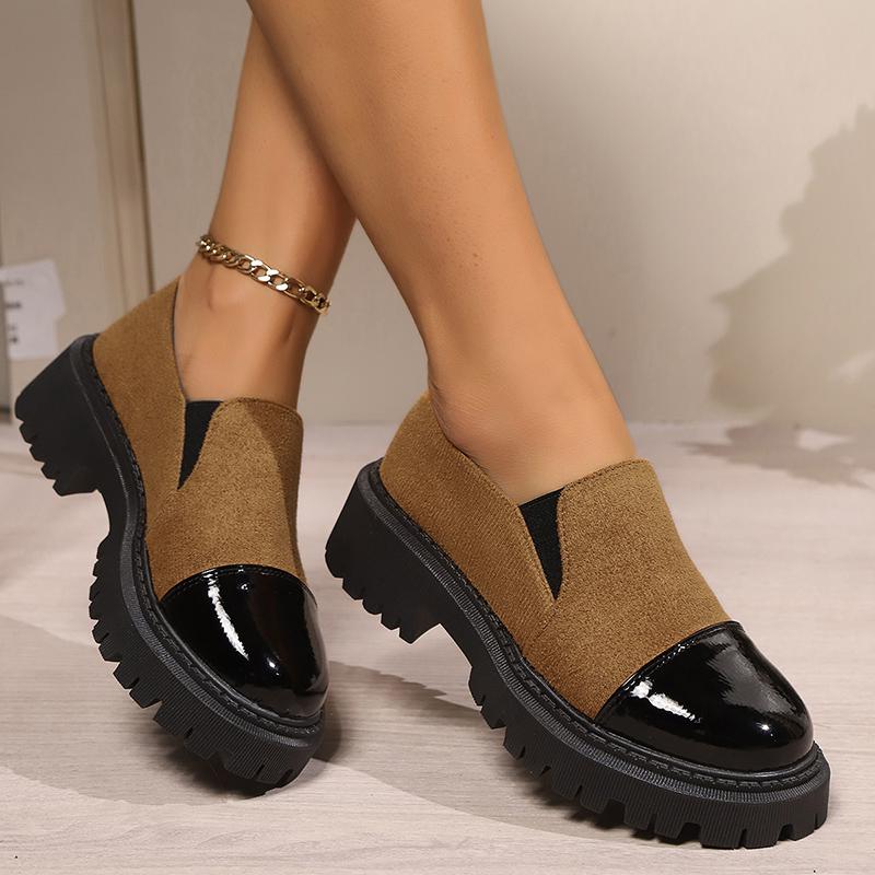 Mocassins à plateforme épaisse pour femmes Imprimé léopard Chaussures décontractées à enfiler Mode femme Cuir verni Semelle épaisse Chaussures habillées Grande taille