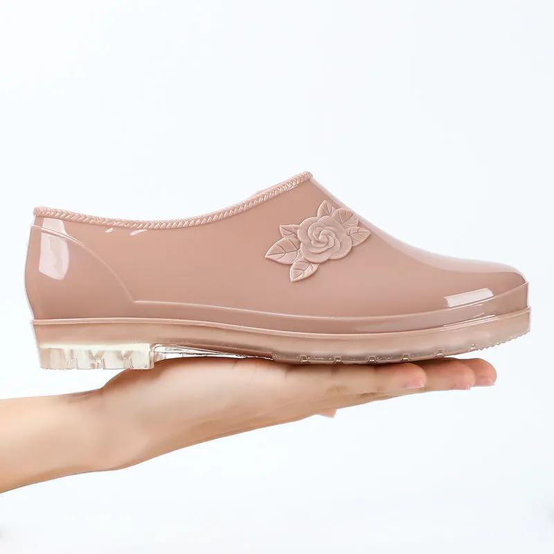 WTEMPO Nepromokavé protiskluzové měkké nízké tlusté podpatky pracovní boty dámské velké jednobarevné ležérní jednobarevné boty