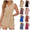 Women's 2 Piece Sets  Deep V Neck Sleeveless Vest And Shorts Sets  Outfits