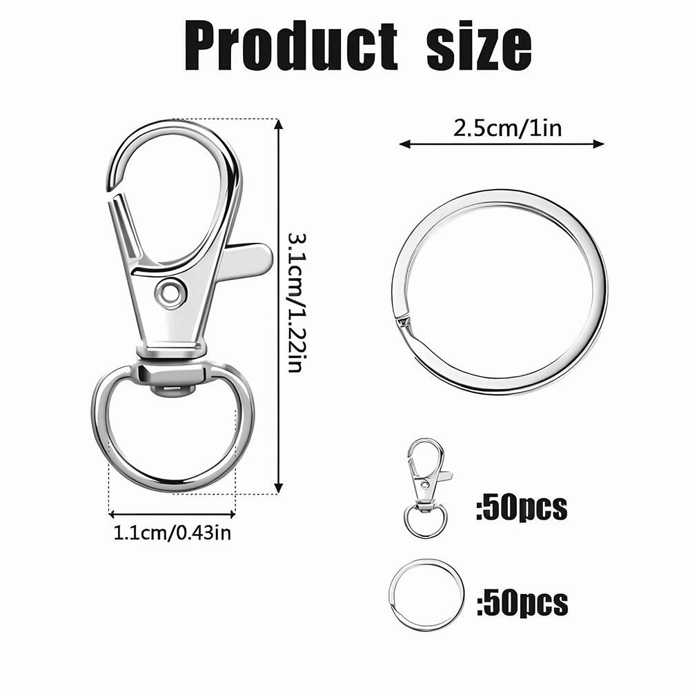 100PCS Keychain Hooks with 50pcs Key Rings 50pcs Swivel Lobster Claw Clasps for Keychain Clip Lanyard, Jewelry Making, Crafts