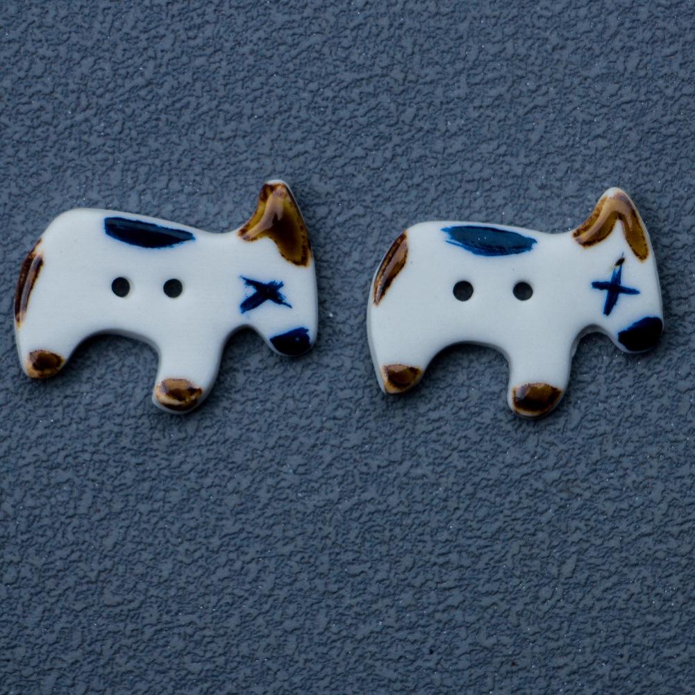 UK Handmade Ceramic Puppy Buttons - Cute Matte Jingdezhen Clothing Accessories for DIY and Windbreakers