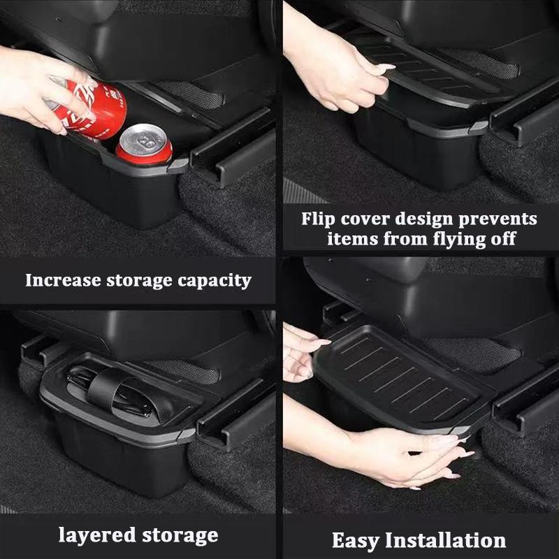 Armrest Rear Storage Box For Tesla Model YL 6-Seats 2026 TPE Center Console Under Air Vent Storage Case Trash Can Organizer Tray