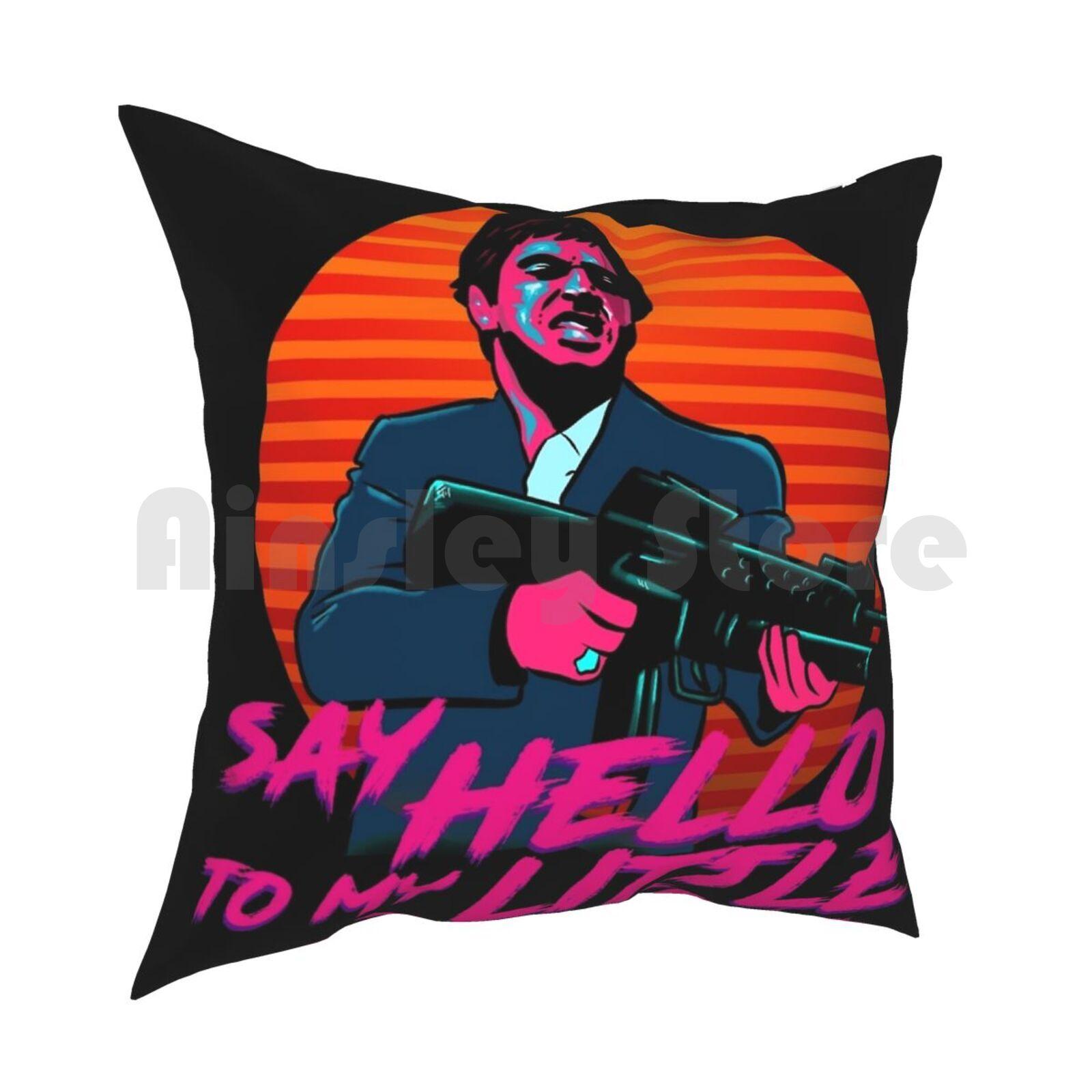 Say Hello To My Little Friend Pillow Case Printed Home Soft DIY Pillow Cover Tony Montana Scarface Godfather Mafia King 30x30cm 12x12in