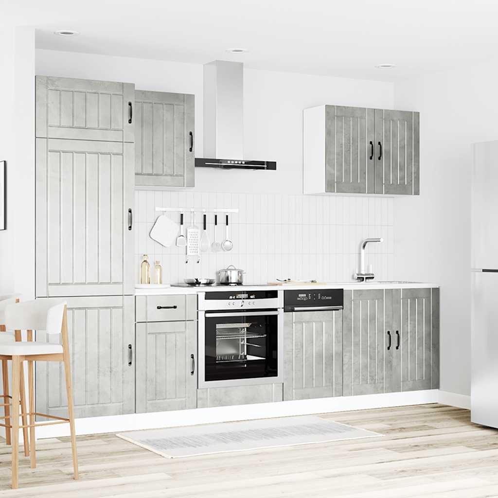 Kitchen Cabinet Set, Kalmar, 7-Piece, Concrete Gray