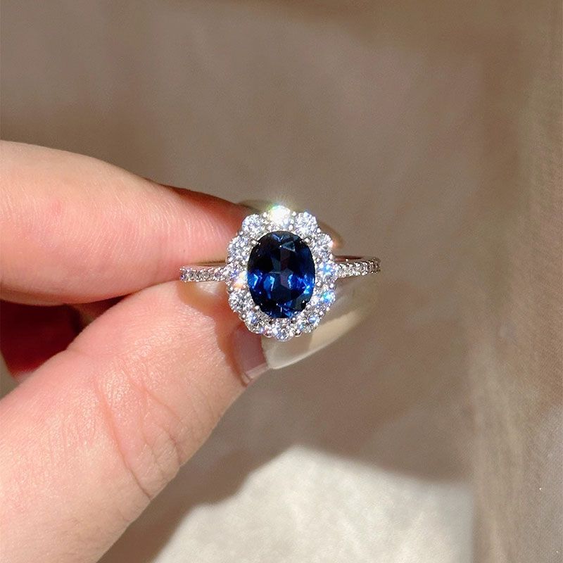 Blue Zircon Open Ring Women's Light Luxury Niche High Sense 2025 New Expensive Versatile Index Finger Ring