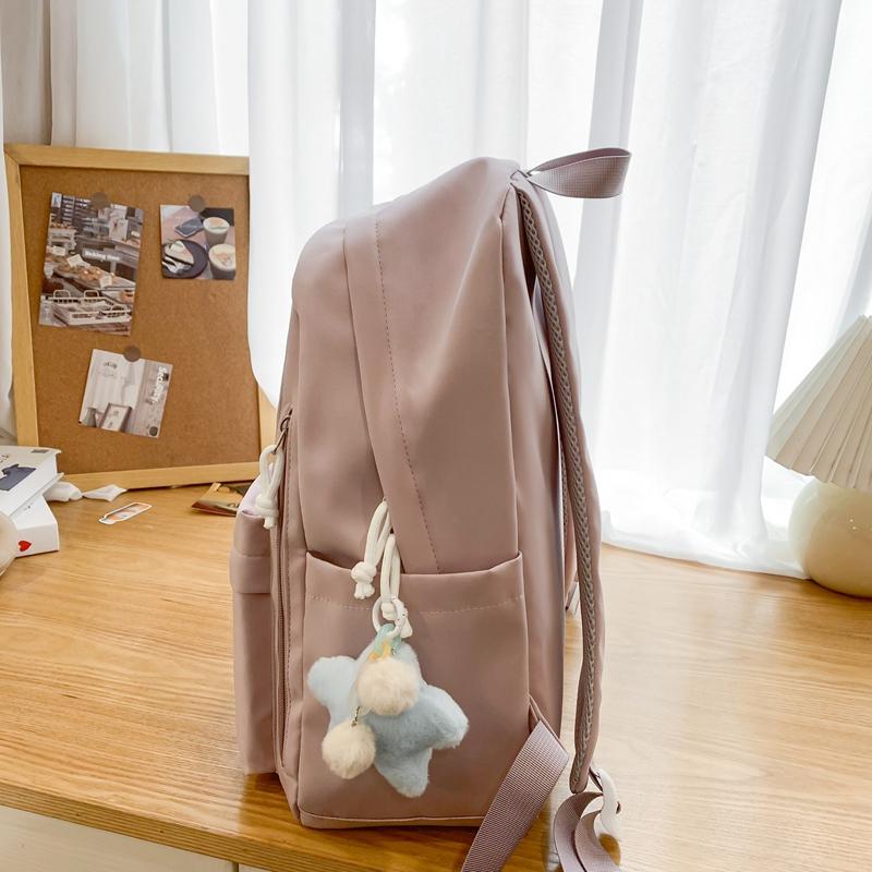 Solid Color Student Schoolbag Women's Lightweight Backpack