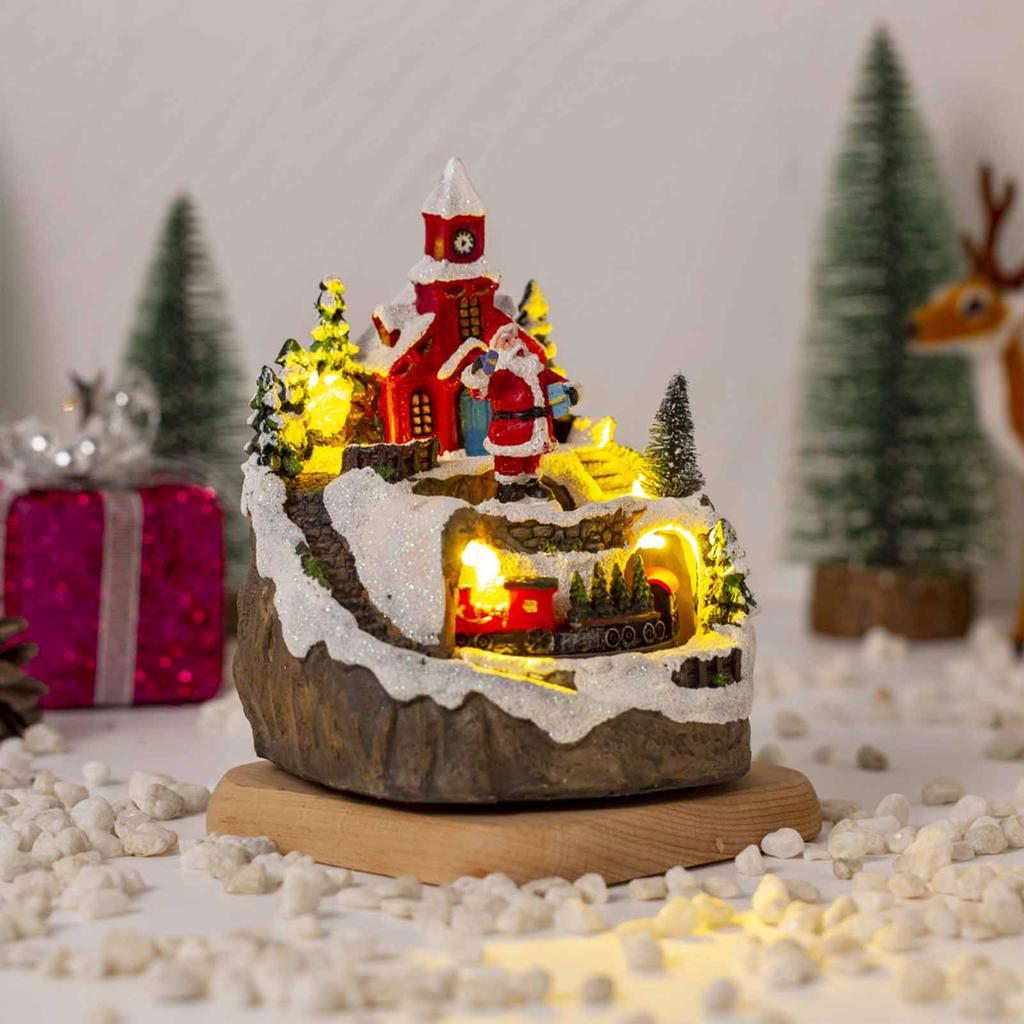 Christmas Light Up Music Snow House Rotating Snow House 12x11x15cm Glowing Decor Holiday Gift Batteries Not Include
