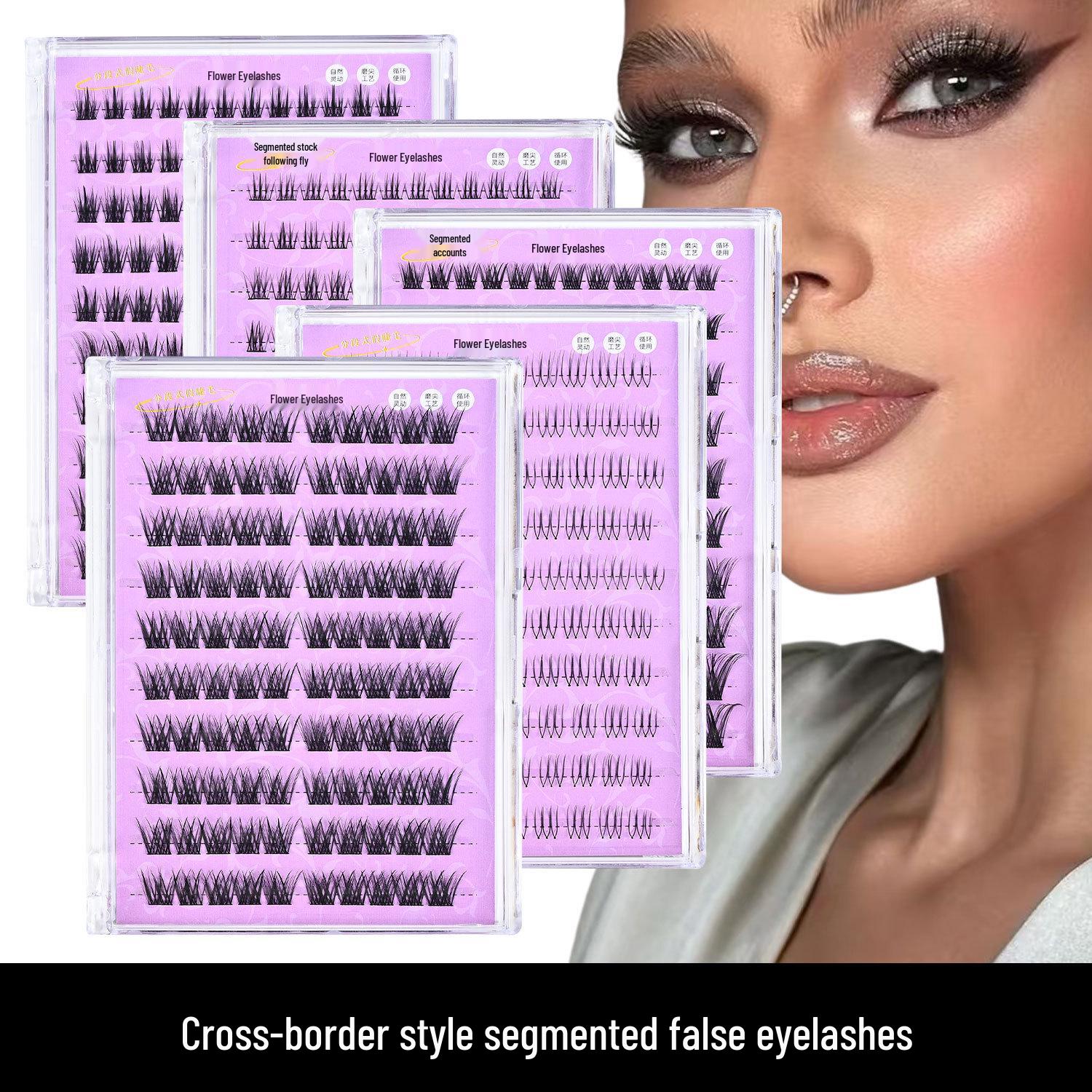 

Natural Curl Faux Eyelashes - 10 Rows, Single Cluster, Black Stem