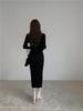 2025 Early Spring Women's V-Neck Button Knit Dress, Long Sleeve Slimming Inner Layer Skirt