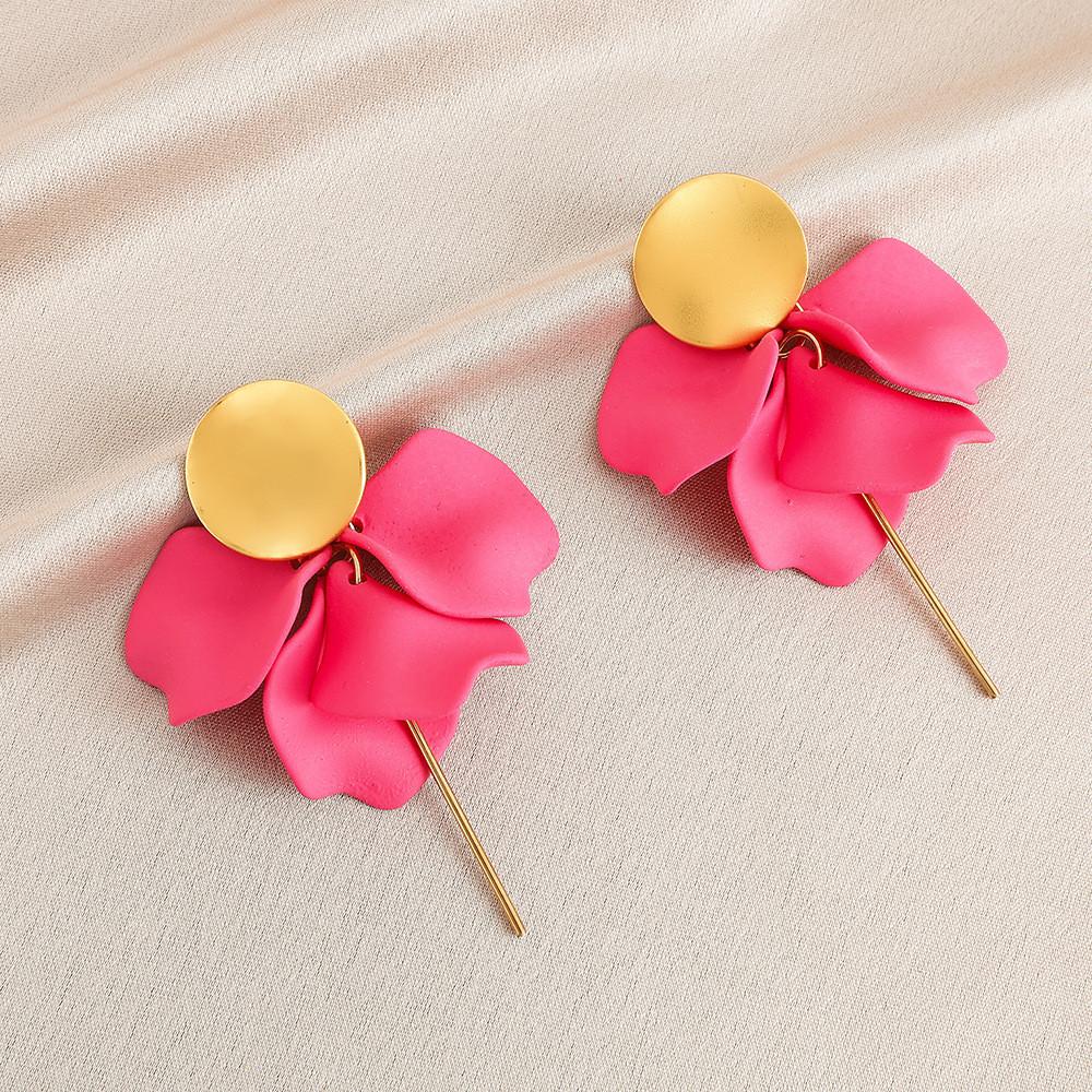 Pinkdudu Rose Flower Petal Drop Earrings Resin Gradient Color Flower Earrings Women Jewelry PD2382PD2382