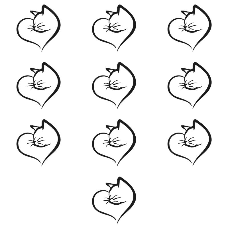 Creative Cats &Heart Pattern Car Sticker Reflective Safety Decal Strong PVC Decal for Vehicle Glass Night Driving