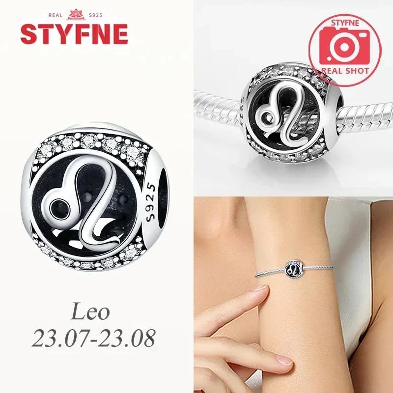 Genuine Copper White Twelve Zodiac Signs Simple Pisces Scorpio Bead Fits Bracelets Women DoItYourself Birthday Beautiful Gifts Accessory