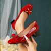 Damen Eckige Zehenpartie Klobiger Absatz Florale High Heels - Lackleder, Übergröße 43, Europäischer & Amerikanischer Stil