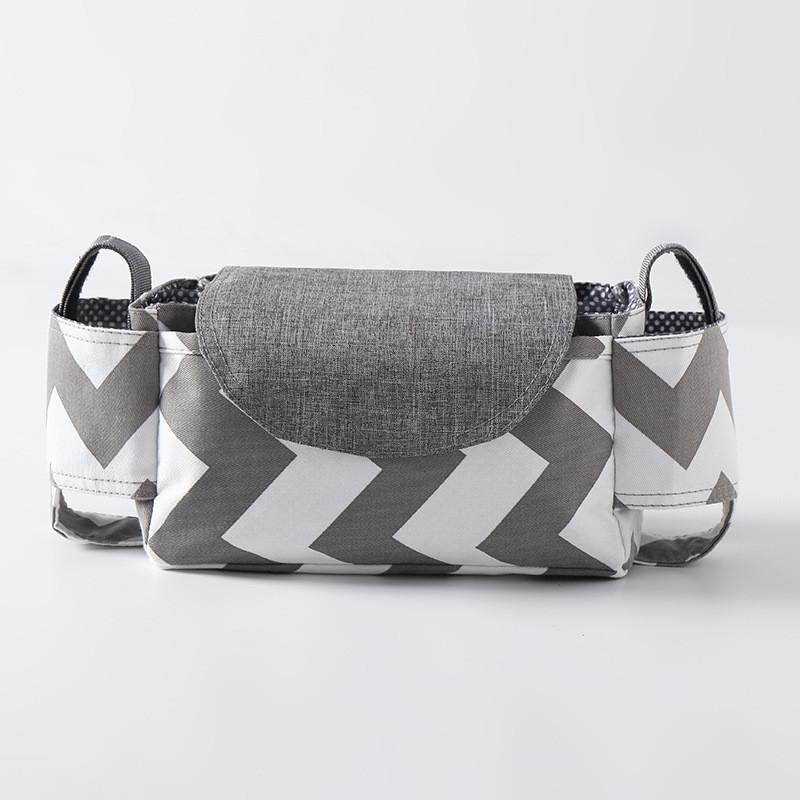 Baby Stroller Organizer Bag With Oxford Fabric Multiple Storage Pouch For Bottle And Water Cup Holding
