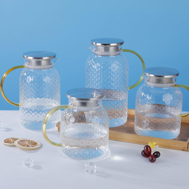 High Borosilicate Glass Cold Water Kettle & Teapot Set, Explosion-Proof, Large Capacity. 1000ml Steel Lid