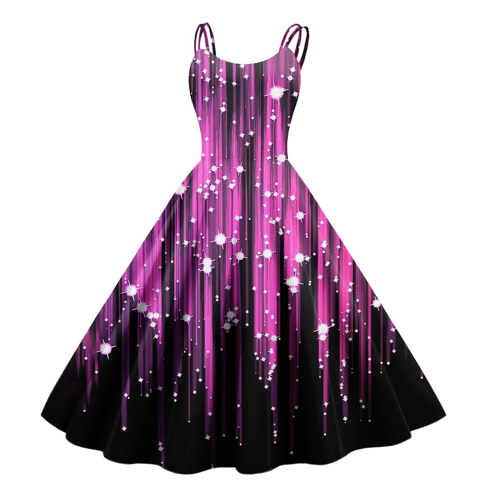 

Женское модное рождественское печатное сексуальное коктейльное платье без бретелек в готическом стиле в стиле панк-винтаж M фиолетовый