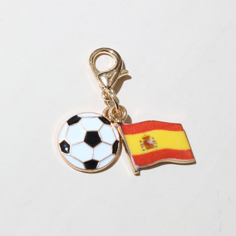 10Pcs DIY Enamel Football and Flag Charms Pendant with Lobter Clasp Craft Keychain Jewelry Making Accessories Findings