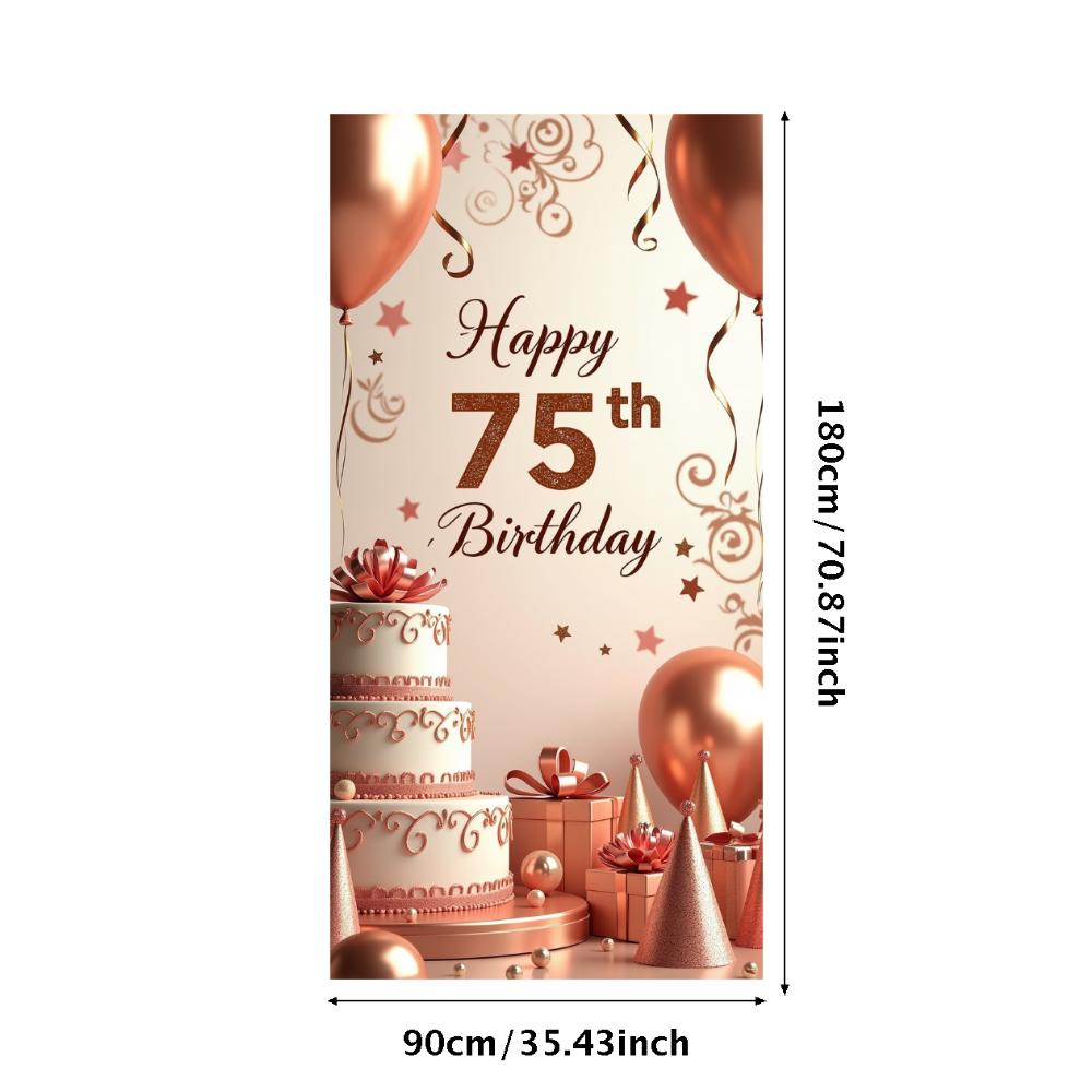 Happy Birthday 75th Banner Red Balloon Birthday Party Decoration Photography Background Props Birthday Cake Backdrop Supplies