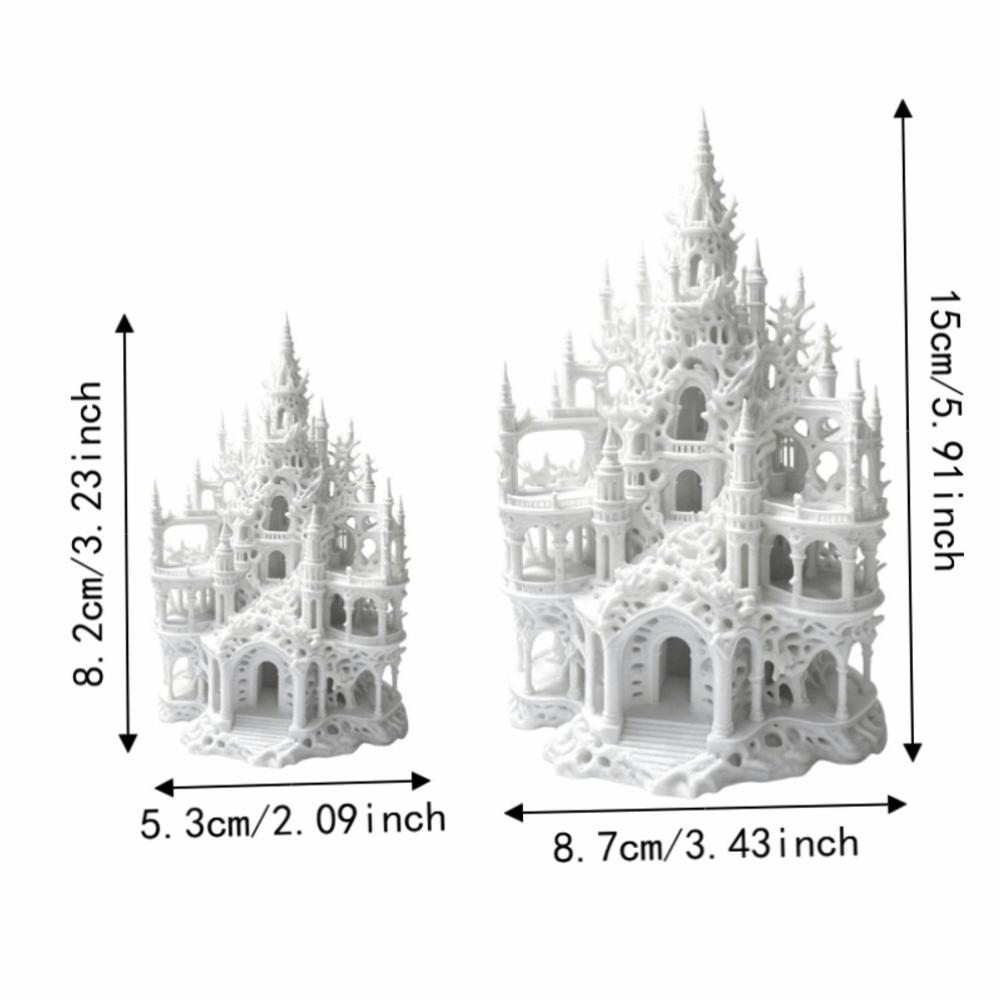 Hollowed-out Fish Tank Decoration 3D Printed Fake Castle Figurine Micro Landscape