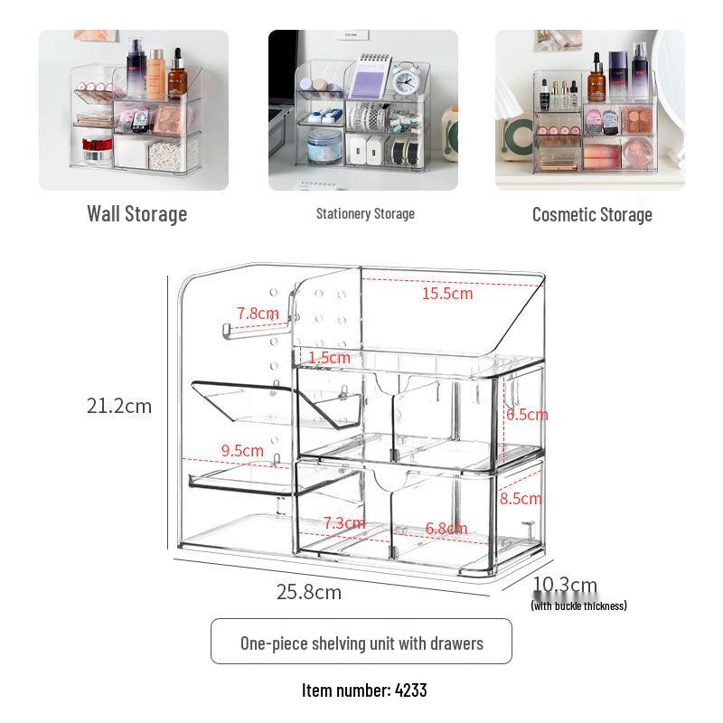 Narrow Bathroom Mirror Cabinet with Built-in Shelf - Vanity Organizer for Cosmetics and Lipstick