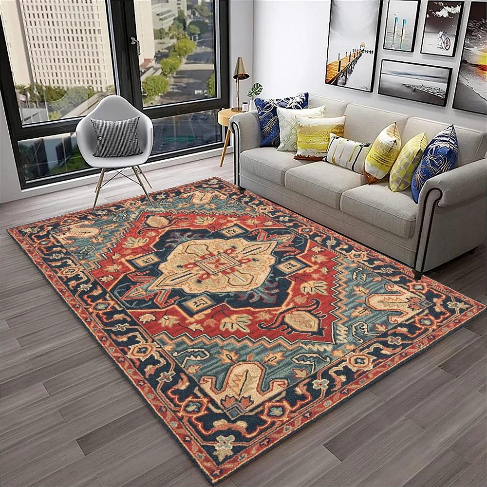 Persian Turkey Bohemian Flower Carpet Rug for Home Living Room Bedroom Sofa Doormat Kitchen Decor,Area Rug Non-slip Floor Mat