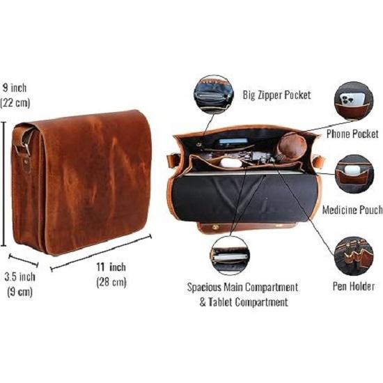 Nowa skórzana torba listonoszka etui na laptopa teczka biurowa prezent dla mężczyzn komputerowa postarzana torba na ramię