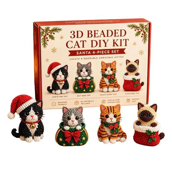 Set de mărgele fără lipici Kit DIY cu mărgele 3D, Set de meșteșuguri cu animale de Crăciun realiste, Kit tematic de broderie manuală ușoară pentru copii și adulți Educațional