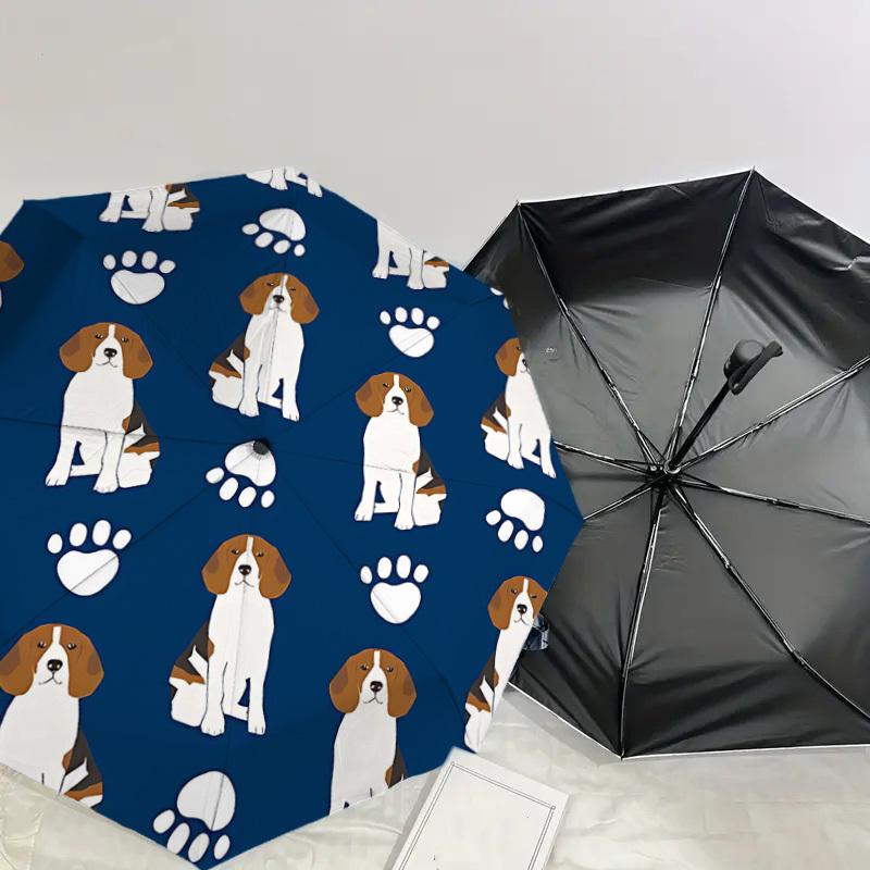 1PC Beagle paw prints Umbrella-8-Rib Reinforced, Automatic Open, Lightweight & Durable, Fashion Accessory for Outdoor-L0353