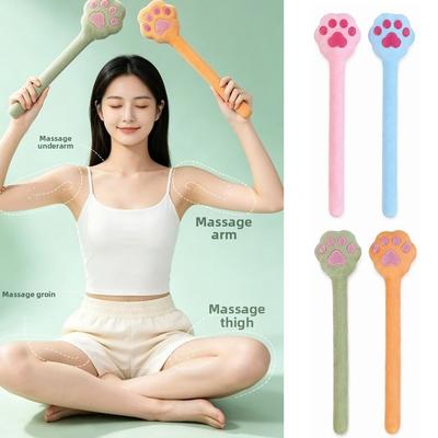 Plush Fabric Massage Pat Cat Paw Shape Latex Massage Stick Cat Paw Massage Stick  Body Relaxation