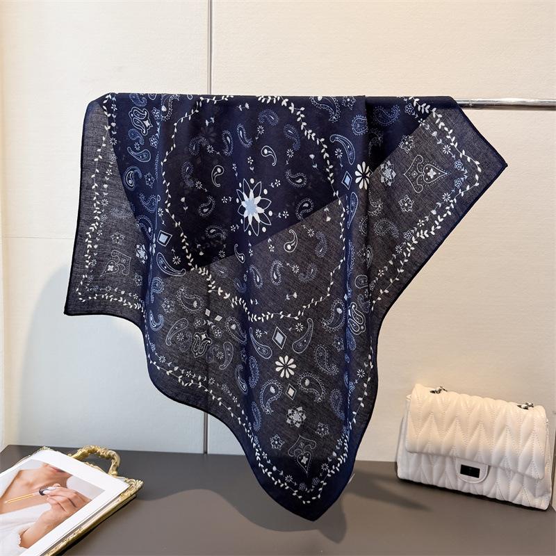 

Роскошный квадратный шарф с принтом пейсли, женский, ощущение хлопка и льна, повязка на голову, шейный платок, галстук, женская повязка на голову, фуляр, бандана 68X68CM