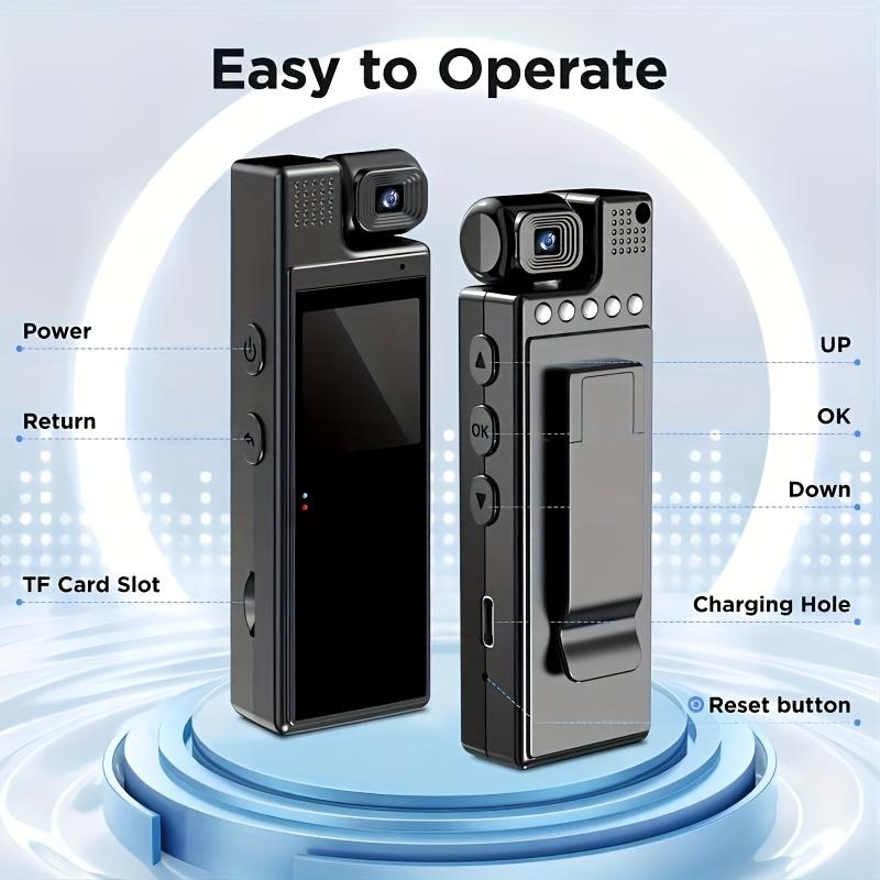 Smart Recorder - 1080P HD Body Camera, 180-degree Rotatable Lens, Handheld Pocket Camcorder, USB Charging