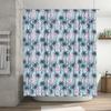 Beautiful Blue Palm Tree Pattern Shower Curtain for Bathroom Decor Pink Flamingo Design Fabric Bath Rug Cover