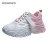 Comemore Thick Bottom Shoes Women 2025 Autumn Thick Mesh Breathable New Casual Gradient White Shoe Women's Sneakers Running Pink