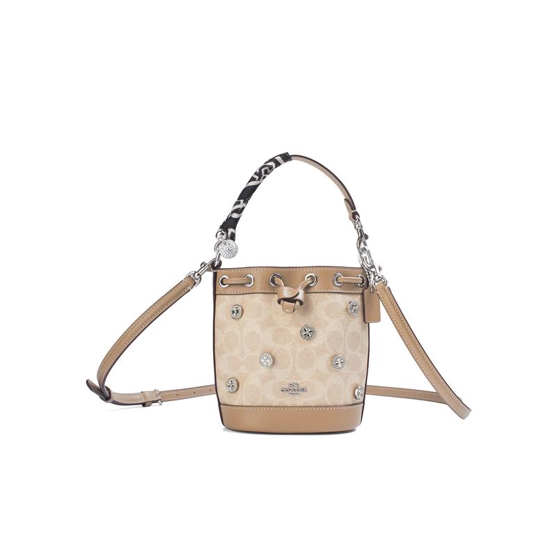 

COACH handbag [Customized bag] Dempsey webbing starburst small flower diamond decoration fashionable and versatile simple high-end Ribbon Starburst коричневий