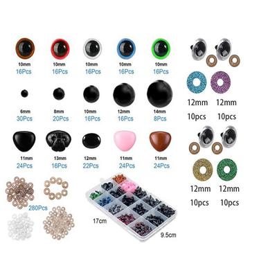 Yiyan Plush Doll Accessories: Colorful Triangle Noses & Black Eyes Set with 280 Eyes and Gaskets