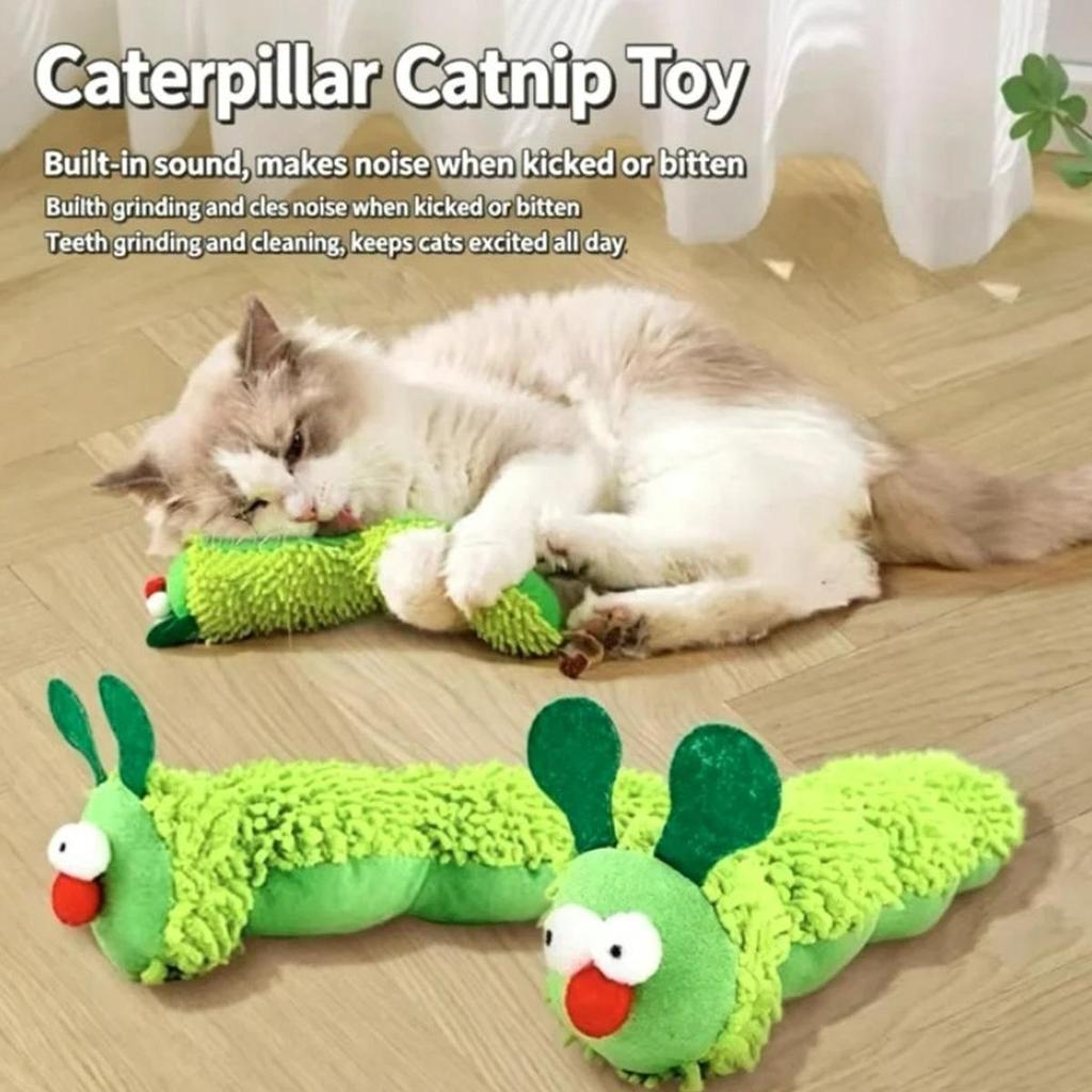 Cat Bite Toy Caterpillar Cat Mint Teeth Grinding Toy Silver Vine Cat Teasing Interactive Toy Cleaning Mouth Kitten Toy