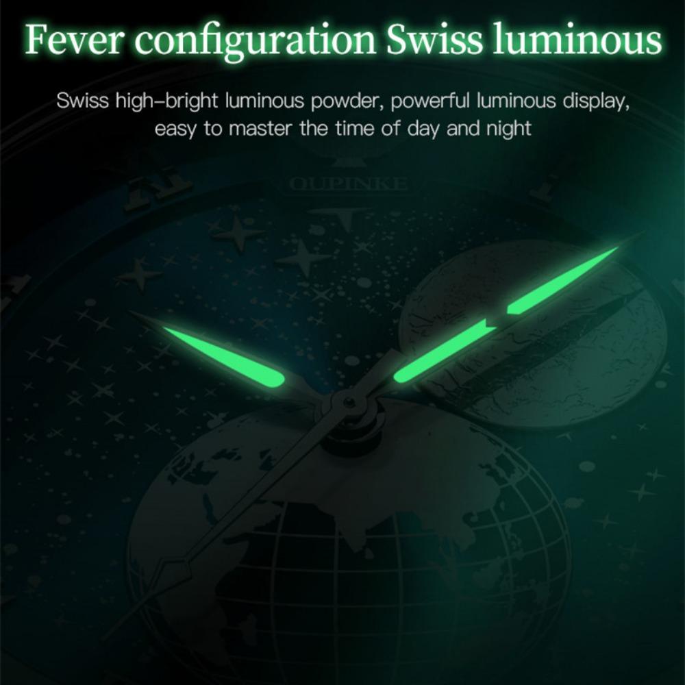 OUPINKE Men's Watch Starry Sky Fully Automatic Mechanical Watch Waterproof Leather Strap High-end Watch