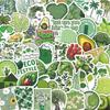 56 Pcs Green Cartoon Stickers: Waterproof Decor for Notebooks, Luggage, and DIY Projects