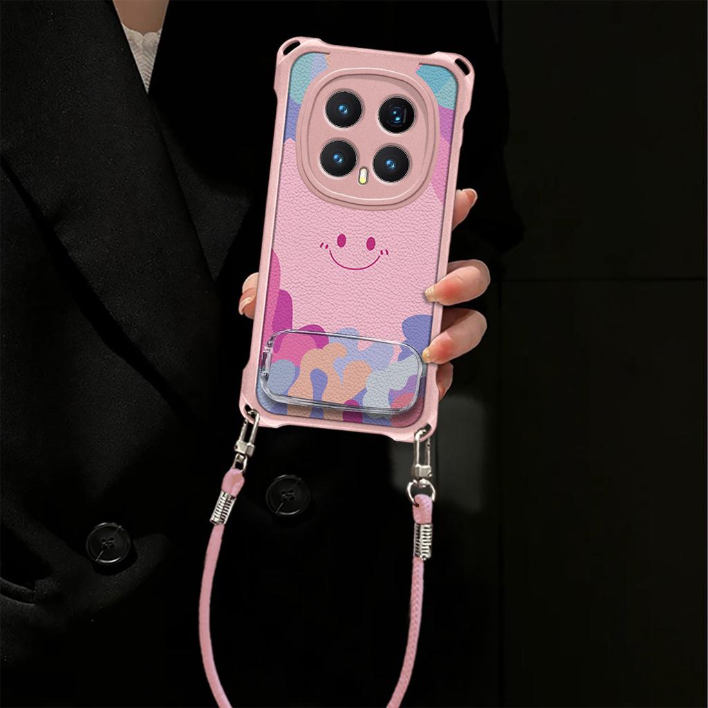 Smiley face is suitable for Honor magic8 mobile phone case magic7pro bracket 8Pro anti-drop belt lanyard.