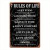 Metal Sign Seven Life Rules 16x12 Inch Vintage Tin Plaque Wall Art Decor Home Office Man Cave