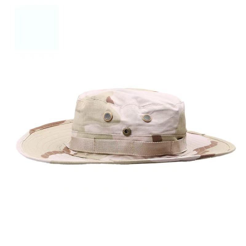 Militärstil Camouflage Eimerhut Outdoor-Aktivitäten Sonnenschutz Breiter Rand Faltbare Baumwollmischung Kappe