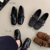 Inner Heightening Plush Woolen Retro Square Head Single Shoes Platform Women's New Autumn and Winter Small Leather Shoes