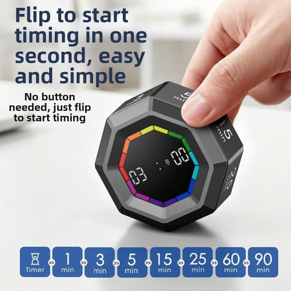 LED Display Gravity Sensor Timer Magnetic Kitchen Timer Mini Flip Timer Clock Alarm Clock