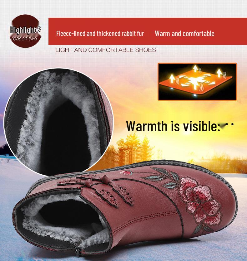 Women's High-Top Winter Plush Cotton Shoes - Ideal for Middle-Aged and Elderly